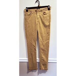 Angry Rabbit Womens 29/9 Skinny Dark Tan Raw Hem Stretch Denim Midrise Spring